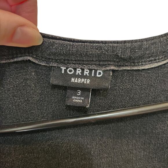 Torrid Harper Rayon Slub Pullover 3/4 Sleeve Blouse Casual Top Black Size 3X - Picture 9 of 11